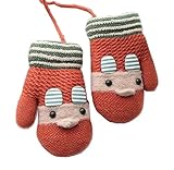 かわいいニットベビーグローブ子供暖かい冬の手袋ウサギオレンジ