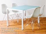 イームズDSRハーフマット4脚×8mm厚強化ガラスダイニングテーブル5点セット120X75cmホワイト（白）4人用