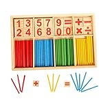 Maimaiti 子供 木製 算術おもちゃ 数え棒 計算おもちゃ 算数パズル マッチ棒 数学 数学パズル カウント玩具 玩具積み木 割り算 足し算 引き算 知育玩具 就学前 学前教育玩具 誕生日のプレ