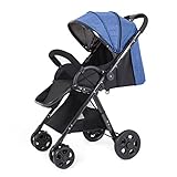Feemom b型ベビーカー 両対面ベビーカー 軽量 ハイシート コンパクト 片手開閉タイプ (ブルー)