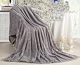 ジャカード花柄フランネルベッド毛布Extraソフト暖かいPlush Easy Care厚み付けふわふわベッド用毛布 39*59 inch グレー LC_KR_chunsejianhua-huise-1