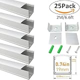 lightingwillミルクホワイト20 25パック2メーターu05 u06アルミチャンネル 25 Pack シルバー HKALP006-U06S