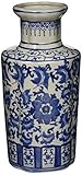 Oriental Furniture 12 Floral Blue & White Porcelain Vase [並行輸入品]
