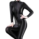 AINetJP 全身タイツ レオタード ボディースーツ セクシー ボディライン 伸縮性 コスプレ 仮装 (ブラック)