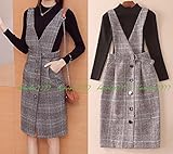 セレクティア(SELECTIA) Vネック スリット ワンピース 無地 長袖 チュニック モヘヤ セーター マタニティ シック シンプル ブラック (ブラック )