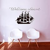 Wall Decals Welcome Aboard Decal Vinyl Sticker Pirate Ship Nautical Nursery Home Decor Bedroom Schoo