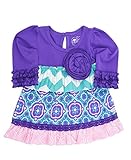 RuffleButts【ラッフルバッツ】　パープル×グリーンチェニック　ワンピース 12-18ヶ月