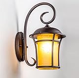 YJH+ レトロガラスアイアンウォールランプ屋外防水コートヤードクリエイティブパーソナリティエクステリアウォールアイルバルコニーシングルウォールランプシングルE27、20 * 38CM 美しく、寛大な