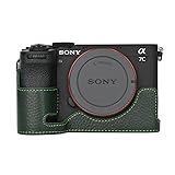 SIUTATDSH カメラケース 銀付牛革 適用 Sony ソニー A7C2 a7cii a7c mark2 ケース カメラホルダー、耐震・耐衝撃・便携·三脚設置でき、電池交換でき。 (グリーン)