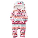 カーターズ ロンパース carter's 女の子用ピンクスノーフレイク柄フードフリース地ジャンプスーツ (9months(67-72cm)) [並行輸入品]