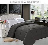(King, Solid Gray) - Elegant Comfort All Season Goose Down Alternative 1-Piece SOLID Grey Comforter 