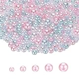 PATIKIL 穴なしパール ビーズ 3 mm 4mm 5mm 6mm 8mm 約1000個 プラスチック模造真珠 アクセサリーパーツ アートクラフト 宝石メイキング ネイル ネックレス 手芸 DIY用 ライトピンク,ブルー
