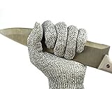 Cut Resistant Gloves - Food Grade Size LARGE -Advanced Level 5 Protection - Great Stocking Stuffer [