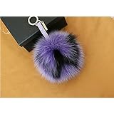 大きいflufflyリアルフォックスファーポンポン人形ボールキーホルダー・バッグのチャームのリング (23)