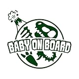 ティラノサウルス 化石 BABY ON BOARD ステッカー ダークグリーン 深緑