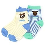 Piccolo ソックス(9～11/12～14cm) キムラタンの子供服 (24102-8888) クマ×イエロー 9～11