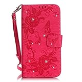 UNEXTATI iPhone 6 / iPhone 6s ケース ダイヤモンド 手帳型ケース カバー カード収納 ストラップ 付き Apple iPhone6 / iPhone6s 用 Case C