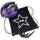 J@G 自転車 ヘルメット 子供 大人 ナップサック付き 53～63cm 小学生 以上 超軽量 11カラー (A4-ﾌﾞﾗｯｸ/ﾊﾟｰﾌﾟﾙ)