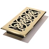 Decor Grates SPH410 4-Inch by 10-Inch Scroll Floor Register, Polished Brass Finish [並行輸入品]