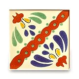 【B'stile】絵画のような壁タイル「メキシコタイル」M246-4（陶器質｜100mm角｜屋外壁/屋内壁用）1枚
