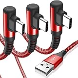 USB Type C ケーブル L字【3本セット 1m/2m/2m】Sweguard USB-A & USB C ケーブル【PD& QC3.0 急速充電】iPhone 17 16 15 Pro Max,アイフォン15 16 17，,iPad Pro,Samsung Galaxy S25 S24 S23,Sony,Xiaomi,Huawei,Pixel 等Type C機種対応(赤)