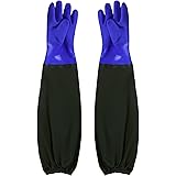 [HAODEOO] ゴムグローブロング 水産業手袋 ゴム手袋ロング 長手袋 ロング ゴム手袋 腕カバー付き 厚手手袋 70cm 水作業 漁業 洗い物 洗濯 家事 洗車 園芸 作業用手袋 耐油 防水 耐酸 耐アルカリ キッチングローブ