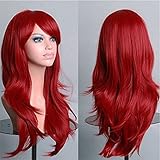 Eremi（TM）FahionカーリーウェーブヘアパッドワインレッドアニメCospalyかつら58センチメートルヤング長い合成かつらPerruque peluca perucaロリータfeminina