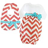 Caught Ya Lookin' Baby Bib Gift Set, Coral and White Chevron by Caught Ya Lookin'
