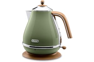 De'Longhi (デロンギ) 電気ケトル アイコナ・ヴィンテージ KBOV1200J-GR ステンレス 1.0L 見やすい水量計 異物混入防止フィルタ 空だき防止機能 簡単お手入れ [オリーブグリーン] デロンギファミリー登録で3年保証