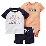 カーターズ Carter's ボディスーツ + ｔシャツ + パンツ　豪華3点セット 3-Piece Bodysuit & Shorts Set NB (50-55cm)