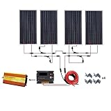 ECO-WORTHY　400W ソーラーパネルキット: 4個 100W ソーラーパネル + 5ｍ延長線 + 20A 温度補償コントローラー + 1Kw 24V-110V オフグリッド正弦波インバーター