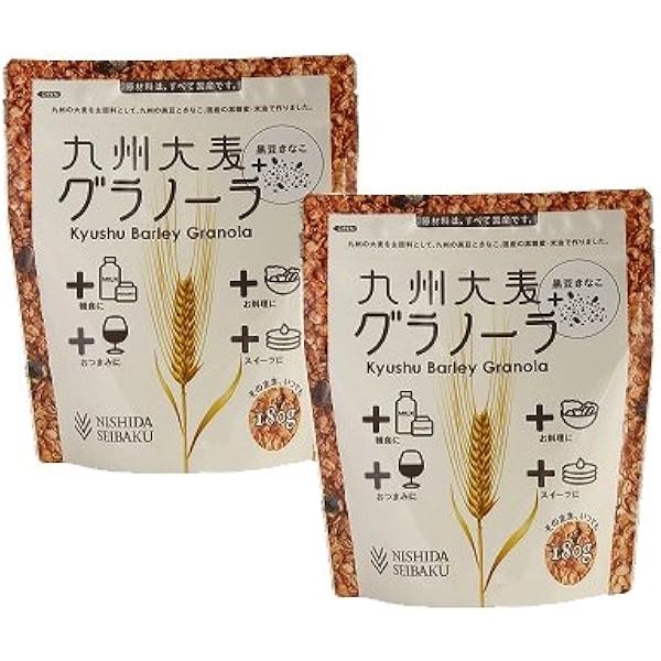 Amazon Co Jp 西田精麦 九州大麦グラノーラ 黒豆きなこ 180g 2袋 食品 飲料 お酒