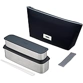サーモス 弁当箱 2段 スリム フレッシュランチボックス 815ml グレーブラック DSA-805W GY-BK