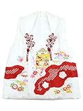 [ 京都きもの町 ] 女児 被布コート単品 白×赤色 絞りの雲に手描きの貝桶、お花 3歳児用