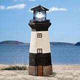 Bits and Pieces - Solar Lighthouse Outdoor Sculpture - Garden Décor and Lighting - Hand Painted Dura