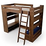 ロフトベッド テレビボード・2Pソファ・ミニデスク付き 収納 すのこ板 ハイタイプ シングル ウォルナット