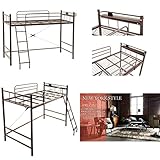 ≪スリーアイ≫スチールパイプ コンセント・布団ガード付 低床120cm 宮付 お洒落ロフトベッド シングル 組立式（KH-3023DBR　KH-3023WH） (KH-3023DBR（ダークブラウン）)