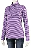 フェアリー リラックス授乳トップスタートルネック長袖 L パープルボーダー ガーゼ天竺 214-8106