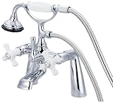 Water Creation F6-0003-01-CL Vintage Classic 7-Inch Spread Deck Mount Tub Faucet with Handheld Showe