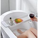 wewesale バスタブトレー バスタブラック 浴室用ラック バステーブル バスラック 伸縮式 ズレ防止 大容量 水切り お風呂用品