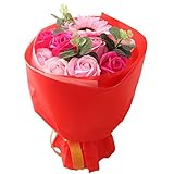 KIZAWA 花束 ソープフラワー ブーケ 話題 の シャボンフラワー フレグランス ソープ フラワー 石鹸 花 ローズ ヒマワリ 枯れない花 プレゼント ギフト メッセージカード 水玉 クリアパック