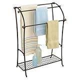 mDesign Free Standing Towel Rack for Bathroom - Two-Tone Bronze [並行輸入品]