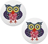 セットの2マルチ円Owl with Yellow Eyesセラミックキャビネット引き出しノブ