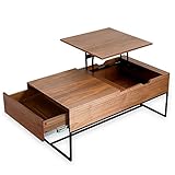 LOWYA （ロウヤ） テーブル ローテーブル 昇降式 引出し付き 突板 センターテーブル リビングテーブル 幅110cm 昇降時高さ68.5cm ウォルナット 新生活