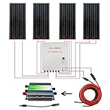 ECO-WORTHY 400 W ソーラーシステム: 4個 100W ソーラーパネル + 30A PWM チャージャーコントローラー + 6-ストリング ソーラーコンバイナー + 24cm ケーブルコ