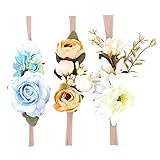Domybest子供　ベビー　花冠　3点セット　フラワーヘアバンド　ドレス　ヘアアクセサリー　結婚式　髪飾り 女の子 　キッズ髪飾り ウェディング 披露宴　３色 (A)