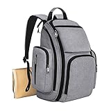 mancroおむつバッグバックパック、オーガナイザーBackパックfor Mom / Dad with Baby Strollerストラップ M グレー MCR2017MY01-US
