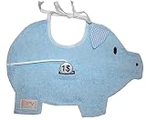 (ジゴザゴ)Zigozago ブタの貯金箱 ビブ ベビースタイ 伸縮素材 - ブルー