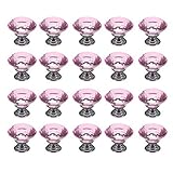 HOSL HOSL 30mm Crystal Glass Diamond Shape Cabinet Knob Drawer Pull Handle Kitchen Color Pink (Pack 