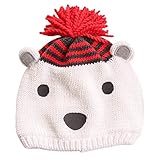 (よキーよ)Yokeeyo ニット帽 可愛いボンボン付き帽子 毛糸 3D耳付きタイプ　ニットキャップ　ベビー用ハット 赤ちゃん　大人キャップ キッズ 男の子　女の子　男女児 秋冬　防寒　刺繍　スタイリ